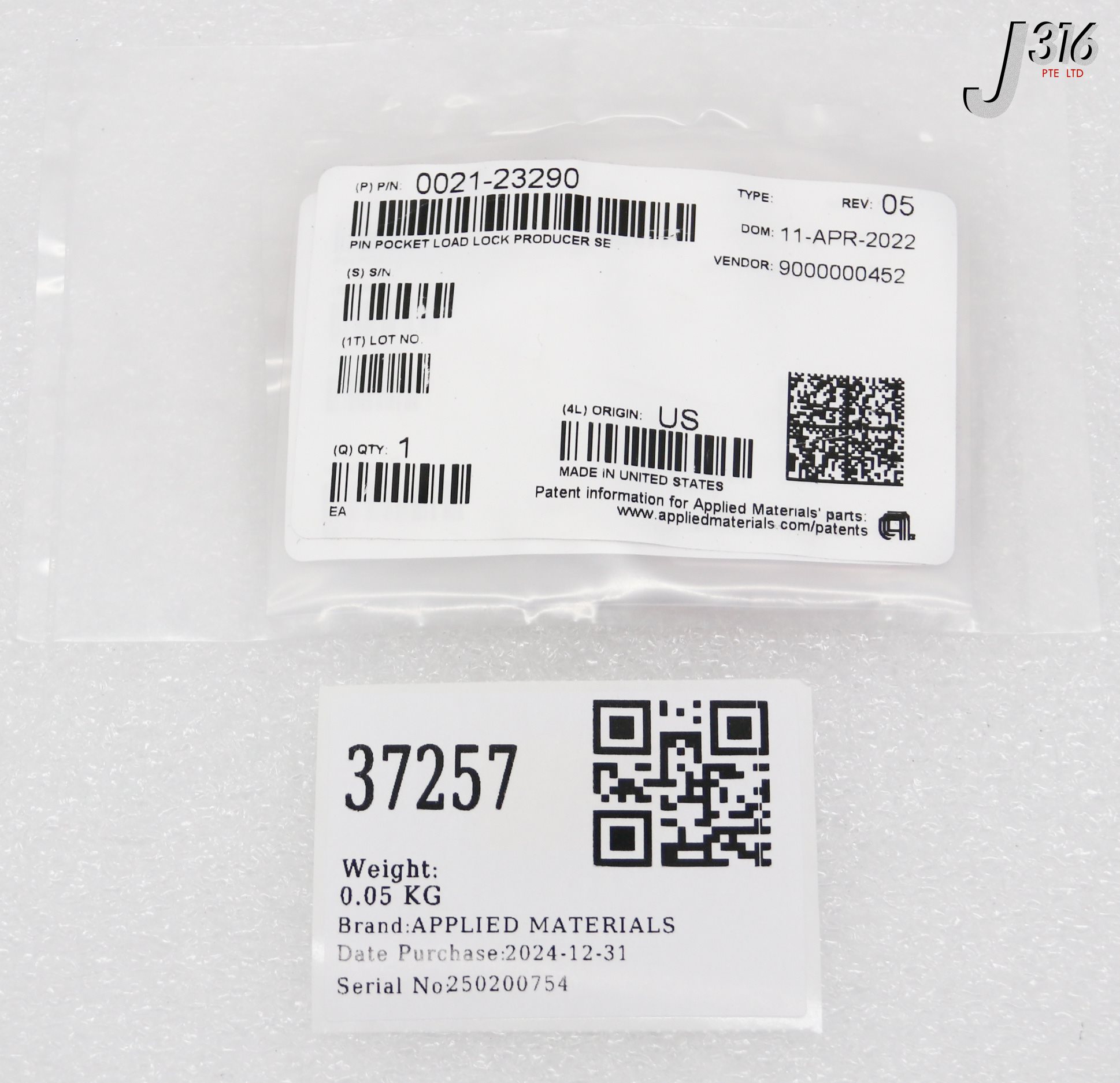 ポケット 37257 APPLIED MATERIALS PIN POCKET LOAD LOCK PRODUCER SE (NEW